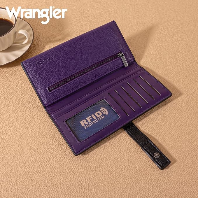 Montana West X Wrangler Wallets Women RFID Blocking Bifold Wallets, Card Cases & Money Organizers Clutch Wallet