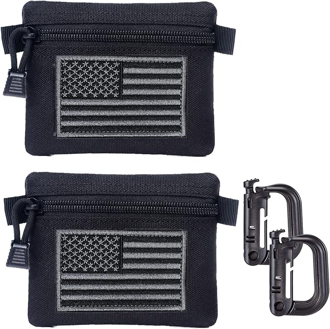 2 Packs Tactical EDC Pouches Compact Mini Military Molle Utility Pouch Accessories Organizer Bags Coin Purse Keychain Pockets Credit Card Holder for Waist Pack