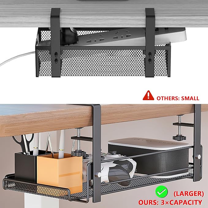 Under Desk Cable Management Tray Cord Wire Shelf Organizer (Medium)