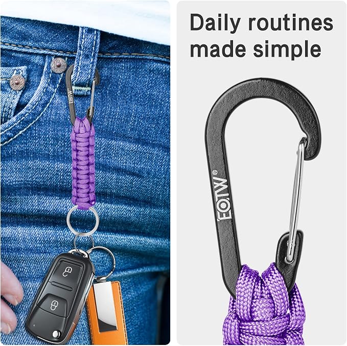 EOTW Carabiner Keychain,Paracord Keychain Small Aluminum Clip D Ring for Camping, Hiking, Fishing, Or As A Key Organizer