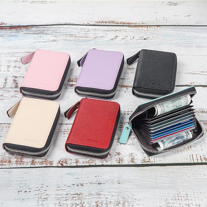 EcoVision Credit Card Holder RFID Card Case Wallet, Small Accordion Zipper Card Case Holder, Card Organizer Case for Women Men
