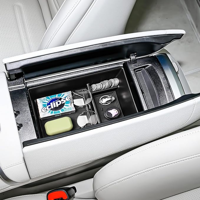 HGWEI Center Console Organizer Compatible with 2023-2026 Mercedes Benz EQS450+ /EQS450 /EQS580 Sedan SUV& EQE350 /EQE350+ /EQE500 Sedan AMG Armrest Storage Box Insert Tray Accessories (Not for EQB)