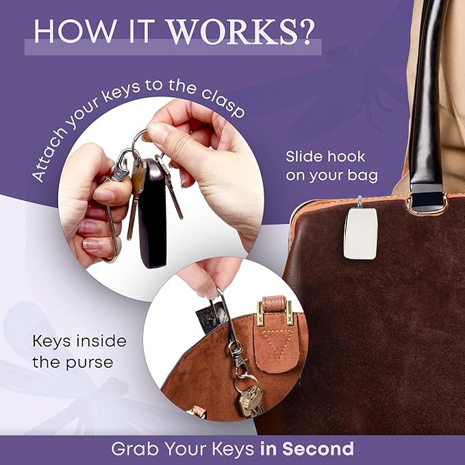 Women’s Bag Charm Key Finder, Car Keychain Hook, Cute Purse Organizer & Tote Bag Accessories, Gifts for Mom - Original