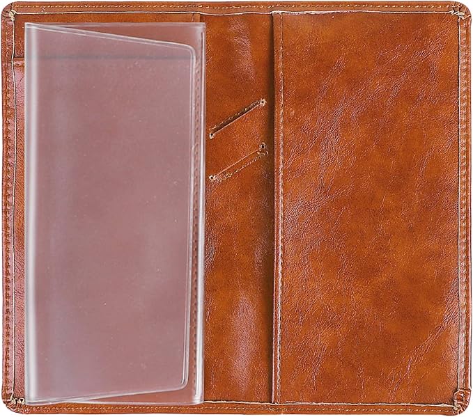 Sanlykate Leather Checkbook Cover for Men and Women, Check Book Case Card Holder with Free Divider, Standard Register Duplicate Checks with pen inserts