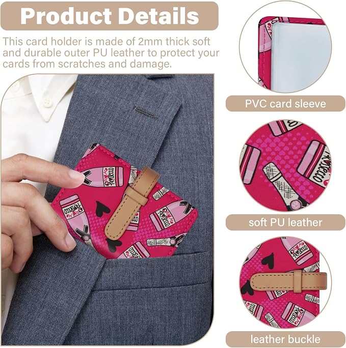 Credit Card Holder with 26 Suitable Slot, ID Card Case PU Leather Wallet for Women Men Business Organiser Pocket (Bottle)