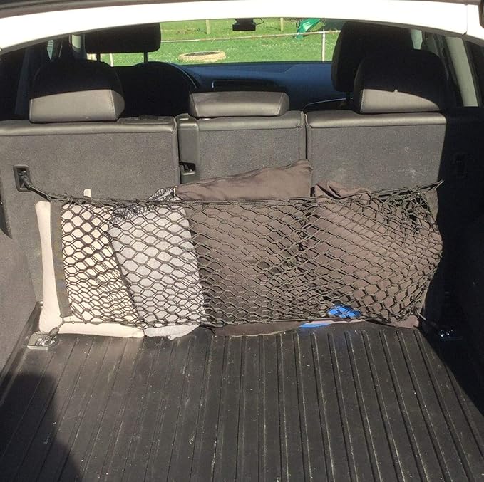 Rear Seats Trunk Organizer Cargo Net for Audi Q8 SQ8 2019-2025 – Envelope Style Cargo Net for SUV – Premium Mesh Car Trunk Organizer Vehicle Carrier Storage – Compatible with Audi Q8