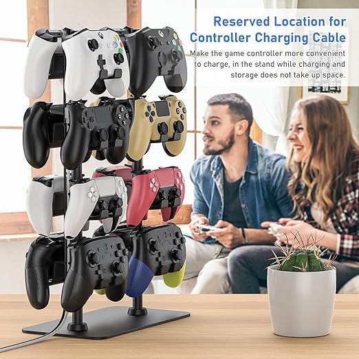 MANMUVIMO Controller Holder for 16 Xbox PS5 PS4 Gaming Controller, Video Game Controller Holder Headphone Stand for Desk, Gamer Gifts for Men, Gaming Room Accessories Maximum Organizer Rack