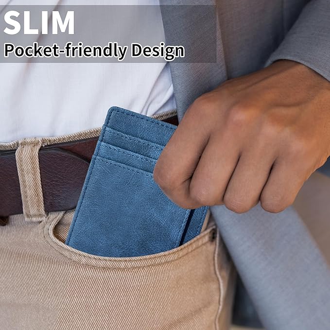 Chelmon Slim Wallet for Men, Minimalist Front Pocket RFID Blocking Credit Card Holder