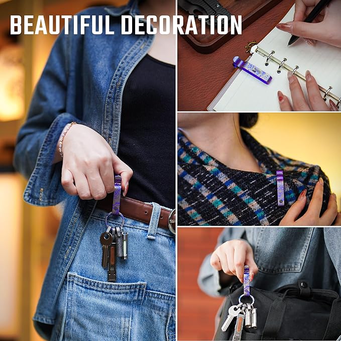 KeyUnity KM00 Titanium Belt Loop Keychain Clip Double Side Quick Release Key Holder with Detachable Key Ring