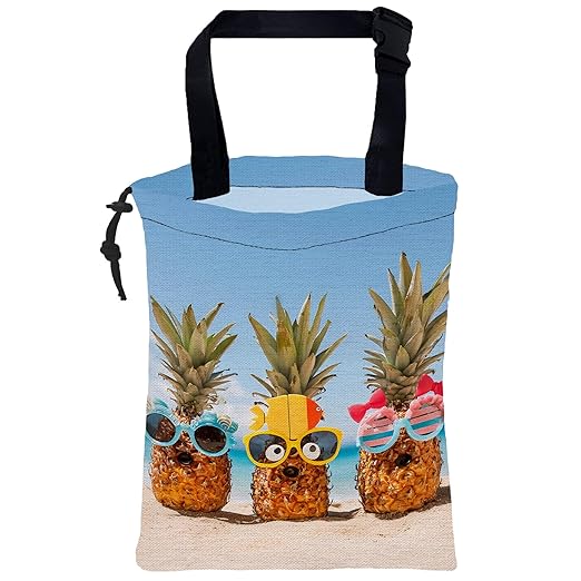 Car Trash Bag Hanging Funny Pineapple on The Beach Car Trash Can for Back Seat Waterproof Car Garbage Can with Adjustable Straps and Drawstring for Car Accessories Vehicle Travelling Camping