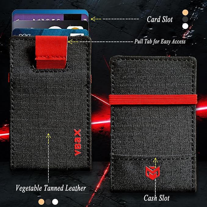 RFID Minimalist Slim Wallet for Men and Women, Holds Up to 12 Cards, Cash, Key Thin and Lightweight Credit Card Holder (Black Microfiber – Inferno Edition)
