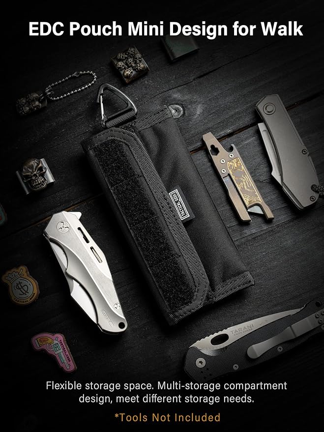 TACTICAL GEEK Storage A2 L Pouch Organizer, Nylon Handheld Wallet, Multi-Purpose EDC Storage Pocket, Multitools Pocket Organizer for Men, Compact Gadget Pouch for Daily Carry Black
