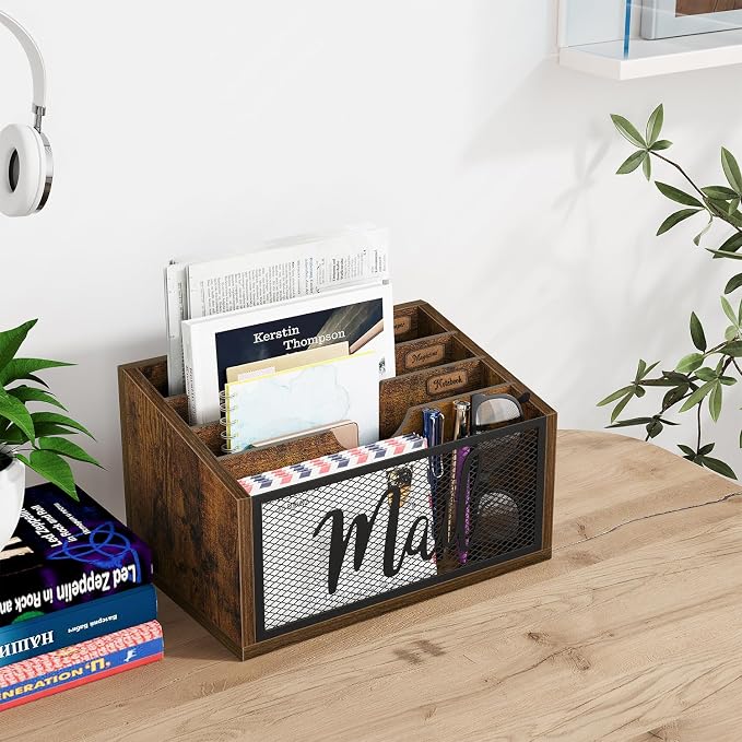 YINMIT Mail Organizer Countertop, Mail Holder, Mail Sorter for Desk, Desktop Mail Basket, Mail Organizer Wall Mounted, Office Desk Organizers and Accessories for File Paper Folder (4-Slot)