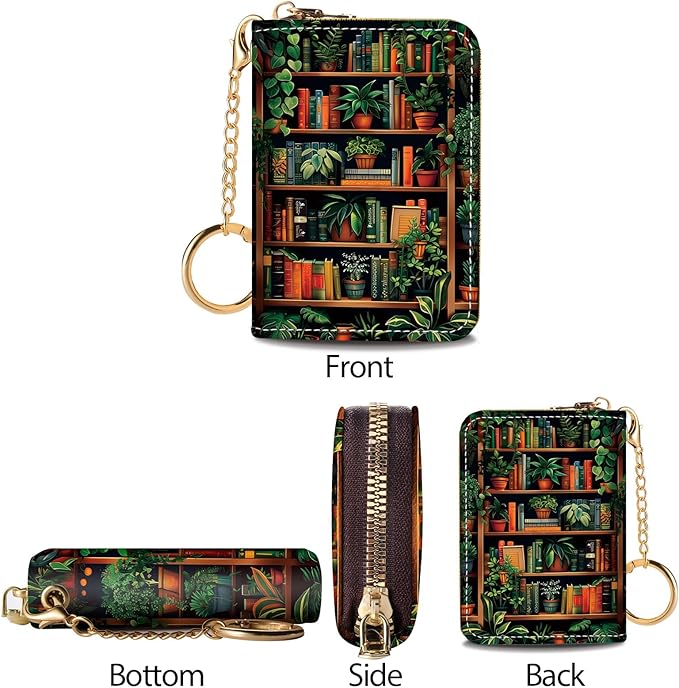 Credit Card Holder RFID Wallet, Small Card Holder Wallet for Women with Keychain Zipper, Funny Leather Print Credit Card Wallets Accordion Gift