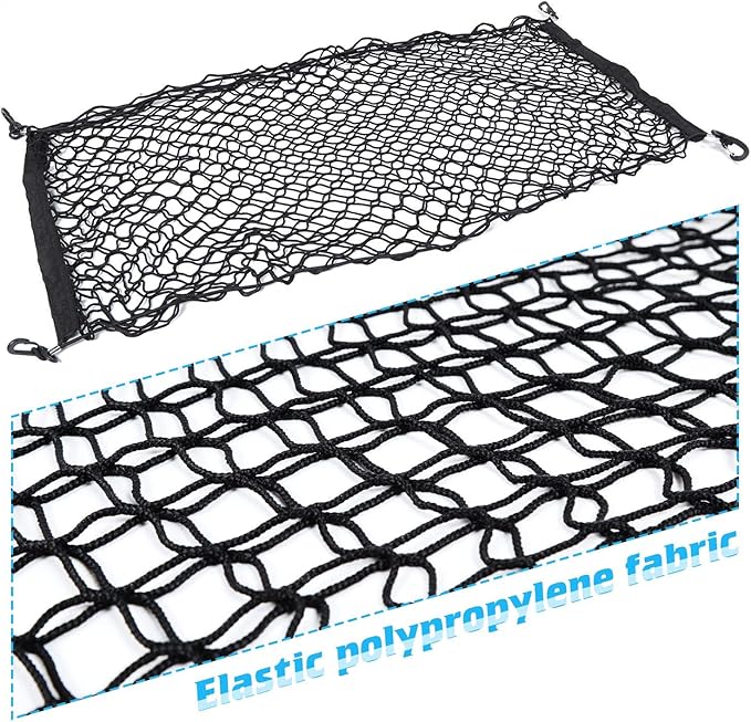 Voodonala 40 x 18 Inches Universal Mesh Envelope Trunk Cargo Storage Organizer Net Elastic Mesh Net Pickup Truck Bed Divider Compatible for Cars, Vans, Trucks and SUVs, for Jeep, for Dodge, for Toyota