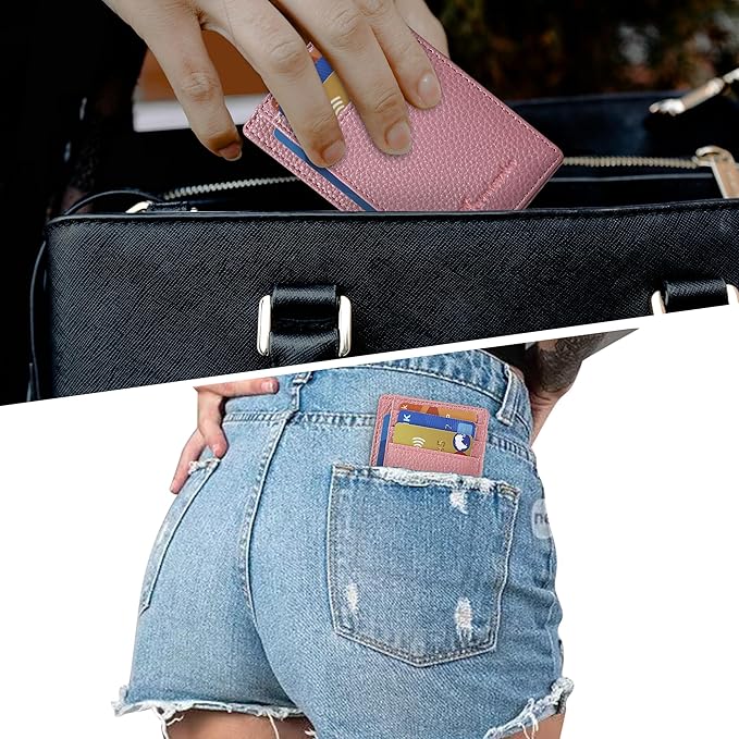 Travelambo Front Pocket Minimalist Leather Slim Wallet RFID Blocking Medium Size