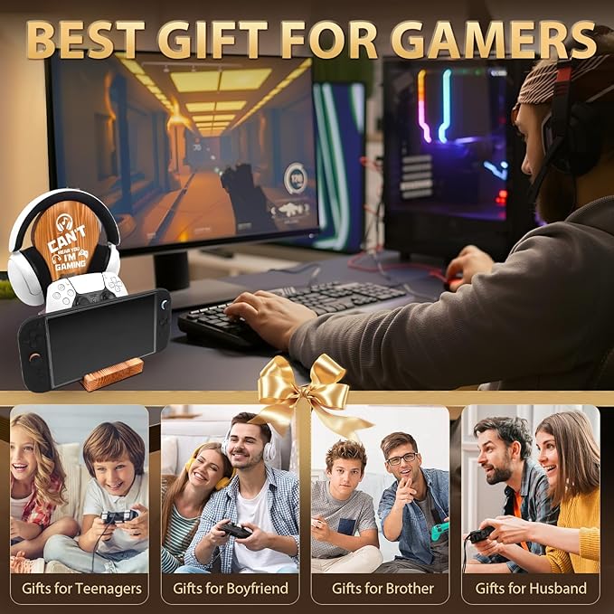 Gamer Gifts for Men Teen Boy, Gaming Room Decor for Teenage, Gaming Gifts for Boyfriend, Son, Brother, Husband, Game Stuff Accessories, Wooden Headphone and Controller Stand