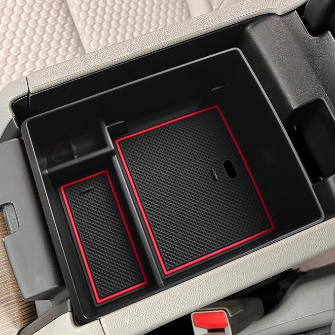 HGWEI Compatible with GMC Acadia Center Console Organizer 2017-2019 2020 2021 2022 2023 Acadia SL SLE SLT Denali AT4 Interior Accessories, ABS Armrest Storage Box Insert Tray, Red