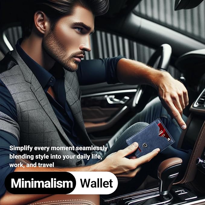 Zitahli Slim Wallet for Men with Money Clip, Minimalist Front Pocket RFID Blocking Leather Wallets Bifold Credit Card Holder, 11 Card Slots and ID Window with Gift Box