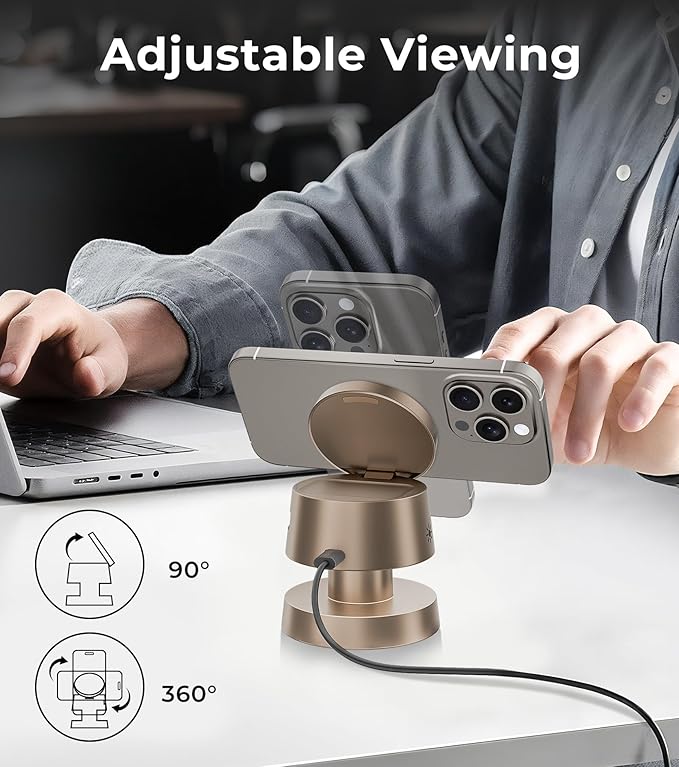 4-in-1 Magnetic Wireless Charging Station for iPhone 17/16/15/14 Pro Max, with Night Lamp and 20W Adapter Wireless Charging Station Fast Charging for Apple Watch, Earphones & Multiple Devices