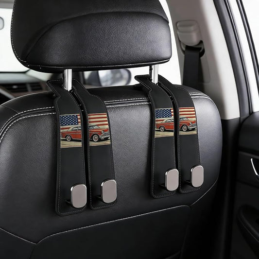 Purse Hook for Car -Universal Premium materials silicone and Aluminum-Magnesium Alloy Double Car Seat Back Storage Hook for Purses, Handbags, Bags Car pattern (2 Pack) Black