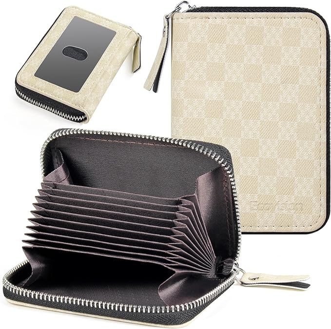 EcoVision Credit Card Holder RFID Card Case Wallet, Small Accordion Zipper Card Case Holder, Card Organizer Case for Women Men