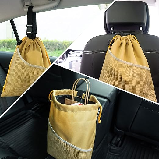 GNEGNI 2PCS Car Garbage Can, Hanging Car Trash Bag with Waterproof Leakproof Lining