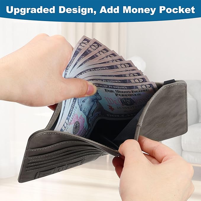 Passport Holder for Travel Essentials Wallet Rfid Blocking Cover Leather Case Vacation Travel Accessories for Women Men (602#Grey)
