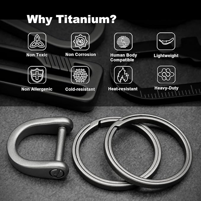 PJYTAC Titanium Keychain Rings Heavy Duty Side Push Key Rings for Car Keys Easy Quick Release EDC Split Keyrings