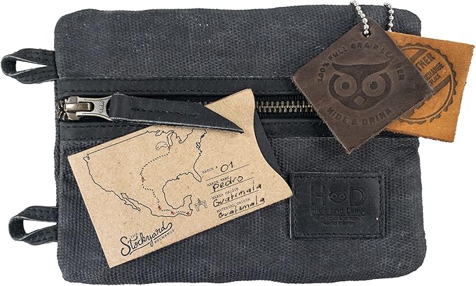 Hide & Drink, Multi-Tool Pocket Pouch XL, Compact Multipurpose EDC Zippered Bag, Mini Camping Tool Case, Knife Holster, Handmade Slim Organizer