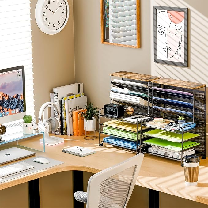 Simple Trending 7 Tier File Organizer and Office Desk Accessories for Office, Home or School, Black