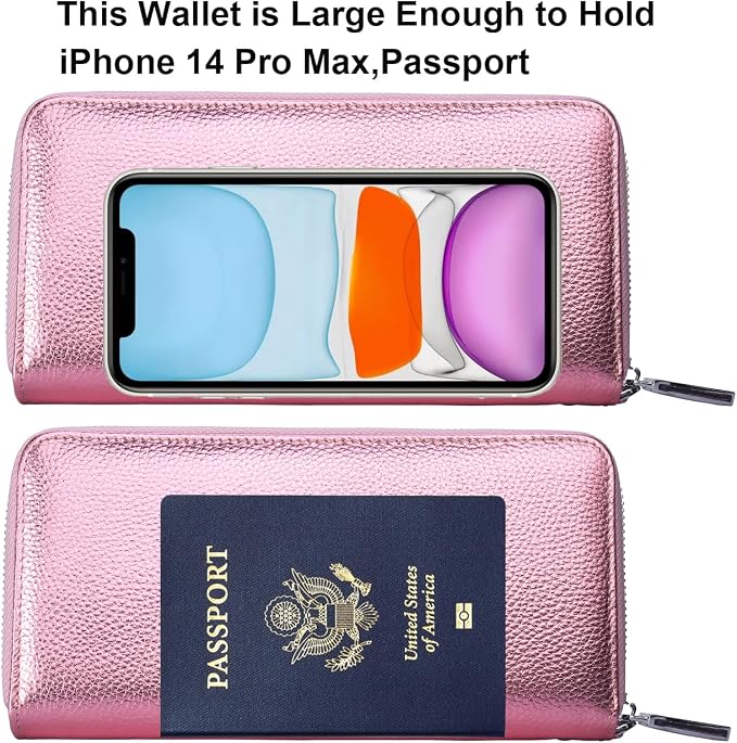 Lavemi Small Compact Women Wallet RFID Blocking Genuine Leather Bifold Purse with ID Windows