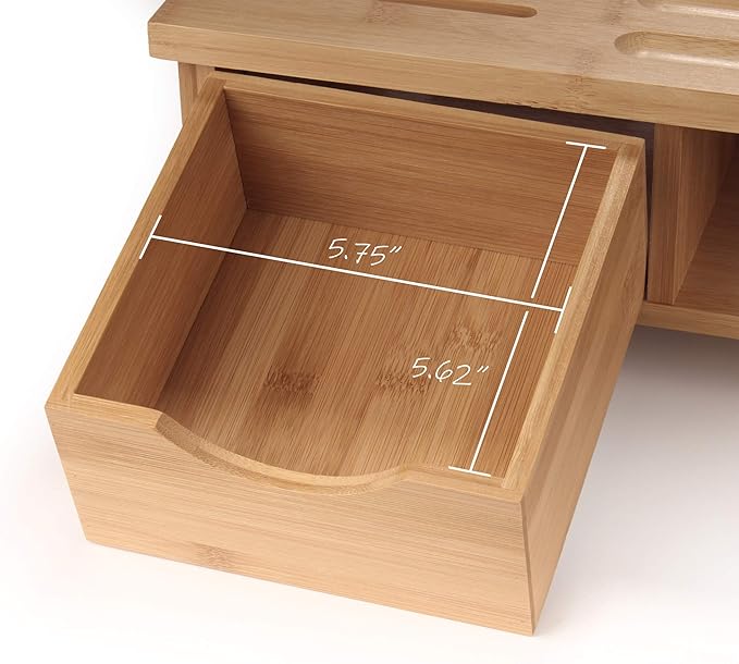 KINSON Bamboo Desk Organizers and Storage / Laptop Desk Riser - 1 Unit