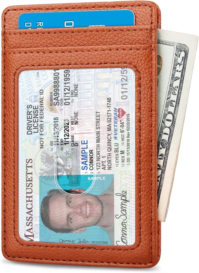 Buffway Mens Slim Wallet, Minimalist Thin Front Pocket Leather Credit Card Holder with RFID Blocking for Work Travel | Minimalist, Thin, Front Pocket, Credit Card Holder, RFID Blocking, for Work Travel
