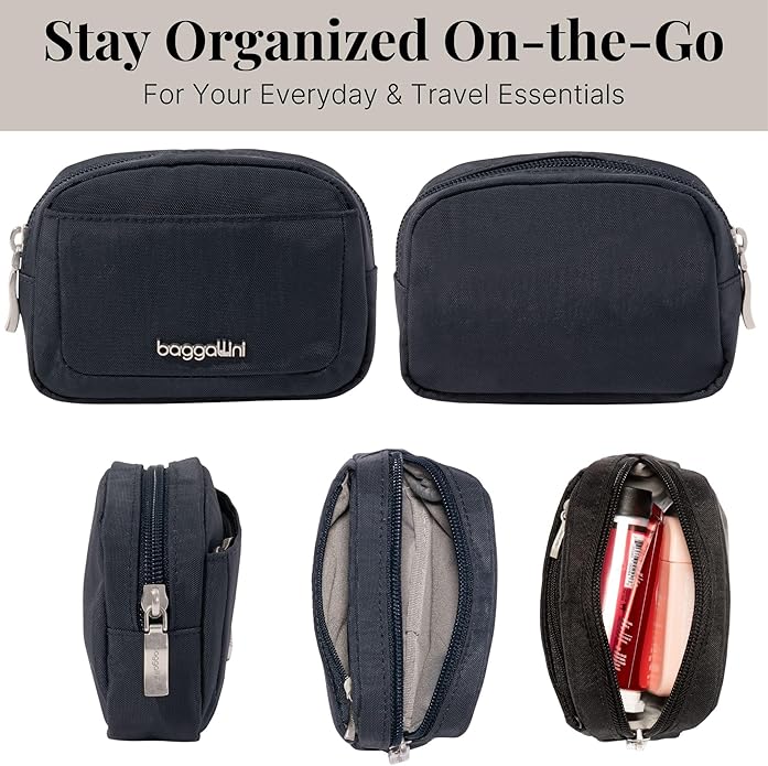 Baggallini Women's Pocket Cosmetic - Lightweight Bag - Travel Essentials Makeup Organizer Mini