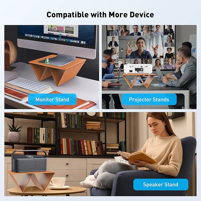 AboveTEK Portable 2-in-1 Foldable iPad & Laptop Holder for Desk, Adjustable Travel Stand for 14"17" MacBook Air/Pro/Tablets/Kindle, Ultra-Sleek PU Leather Computer Riser