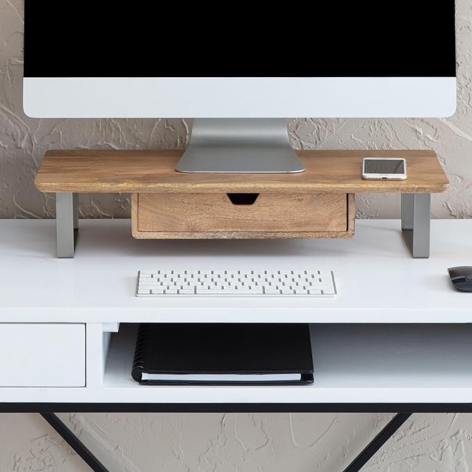 Anji Mountain Monitor Stand - Desktop Organizer & Laptop Riser, Ergonomic Monitor Riser, Space-Saving Monitor Stand for Desk, Durable Construction, Easy Assembly, Ideal for Home & Office,Natural