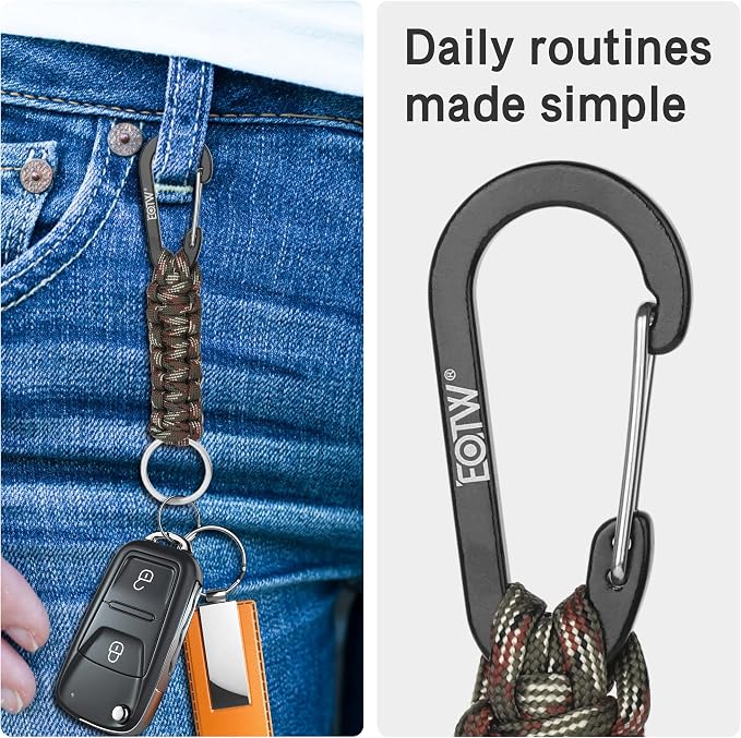 EOTW Carabiner Keychain,Paracord Keychain Small Aluminum Clip D Ring for Camping, Hiking, Fishing, Or As A Key Organizer