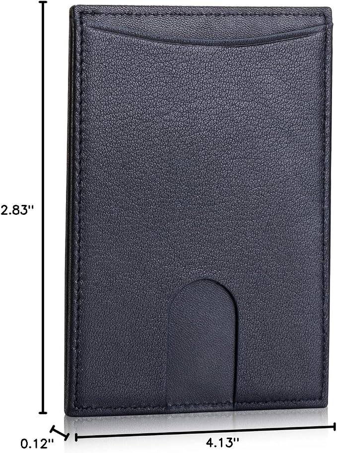 Leather Thin Card Holder, Slim ID Case Small Credit Card Wallet for Men & Women (Black)