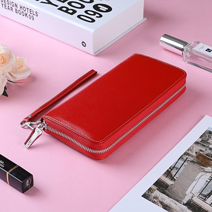 Lavemi Small Compact Women Wallet RFID Blocking Genuine Leather Bifold Purse with ID Windows