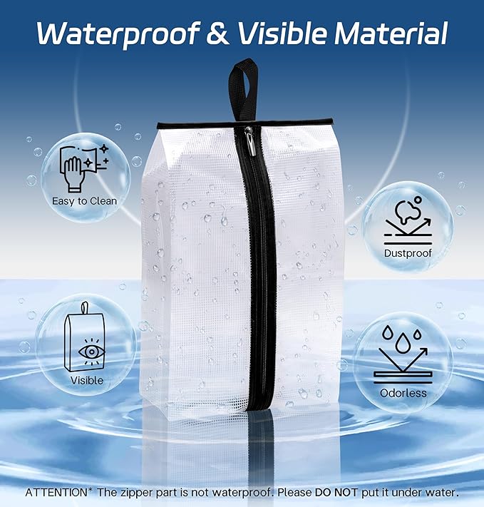 MISSLO Clear Shoe Bags for Travel 4 Pack Shoe Bags for Storage Waterproof Sneaker Travel Organizer Portable Boots Pouch with Sturdy Zipper for Men & Women, Large and XX-Large