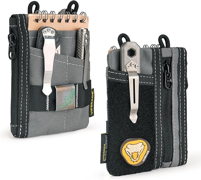 VIPERADE VE18-S Small EDC Pouch, Mini EDC Pocket Organizer for Men, EDC Pocket Organizer, 3 Slots with 2 Zipper Pockets Multitool Pouch