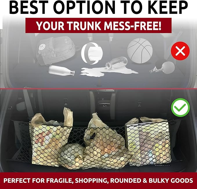 Envelope Style Automotive Elastic Trunk Mesh Cargo Net for Hyundai Palisade 2020-2025 - Premium Trunk Organizers and Storage - Luggage Net for SUV
