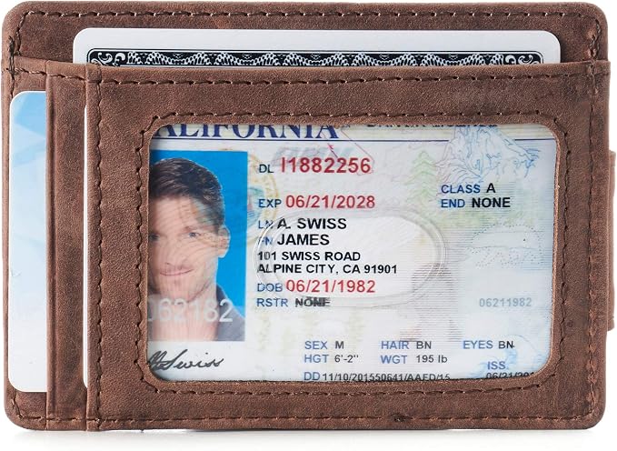 alpine swiss Harper Mens RFID Slim Money Clip Front Pocket Wallet Minimalist Leather ID Card Holder | RFID