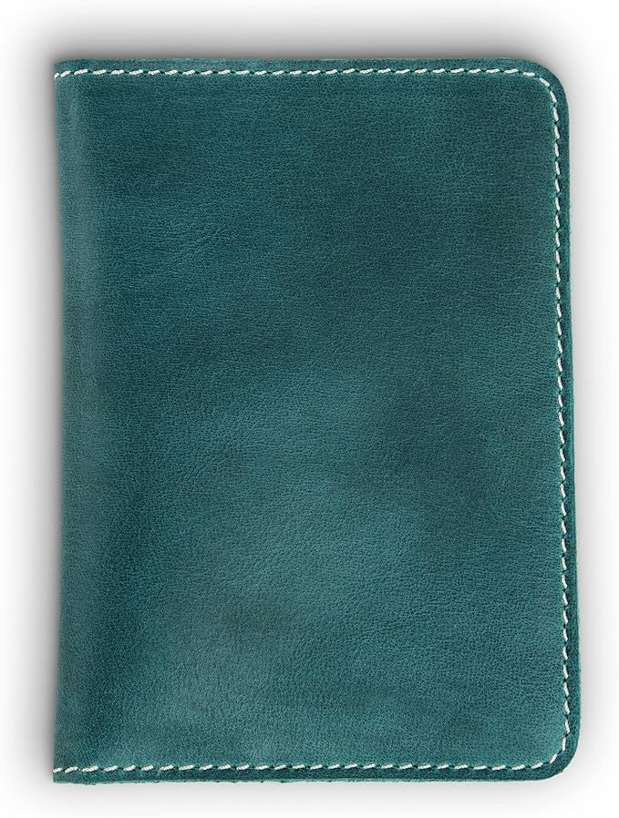 PEGAI Personalized Leather, Passport Holder For Travel | Handmade Passport Wallet Cover Case | Travel Document Holder, Passport Cover for Men, Women, and Family | Pike (Turqoise)