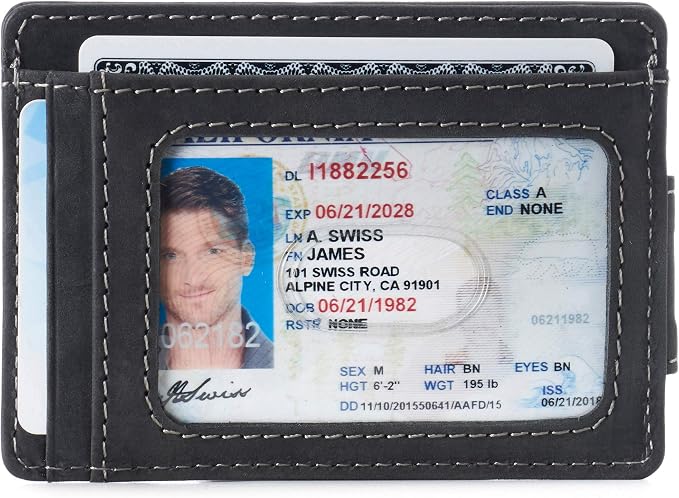 alpine swiss Harper Mens RFID Slim Money Clip Front Pocket Wallet Minimalist Leather ID Card Holder | RFID