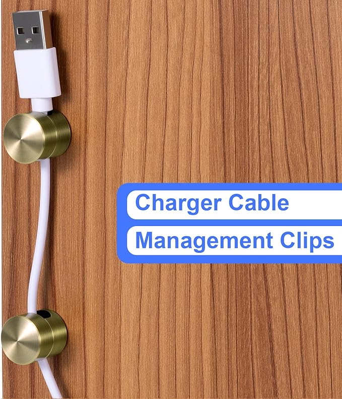 5 Sets Charger Holders for Cords, Antique Copper Color Adjustable Cable Anchor Holders, Adhesive Metal Cord Clips, Cable Management Wire Organizers for Desk, Office, Nightstand