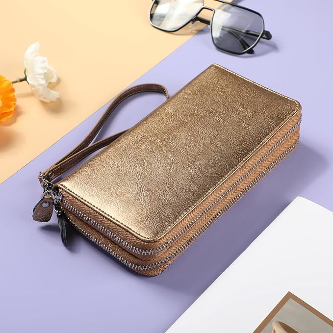 Lavemi Small Compact Women Wallet RFID Blocking Genuine Leather Bifold Purse with ID Windows