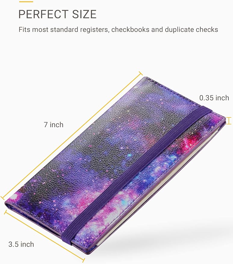 Zreal Checkbook Cover for Men & Women, Premium Vegan Leather Checkbook Holder for Top & Side Tear Duplicate Checks with RFID Blocking (Starry)