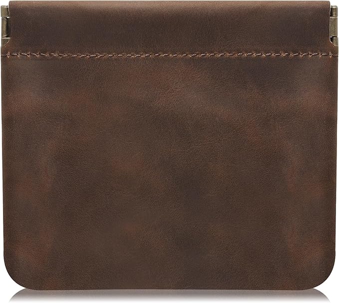 Jack&Chris Mini Coin Purse, Genuine Leather Small Coin Wallet, Leather Squeeze Coin Purse Pouch Change Holder For Men & Women, JC309